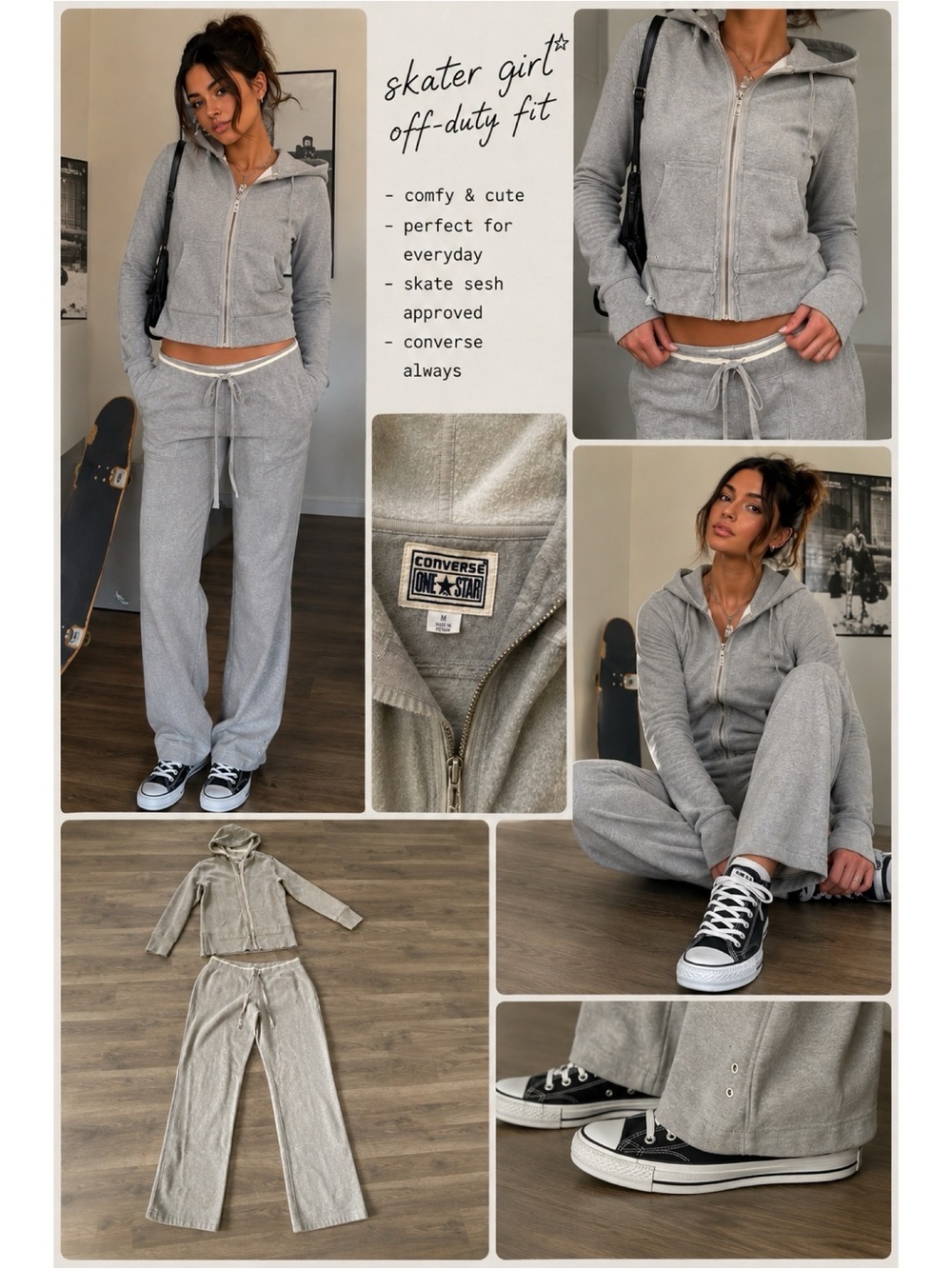 CONVERSE Y2K Gray Two Piece Set